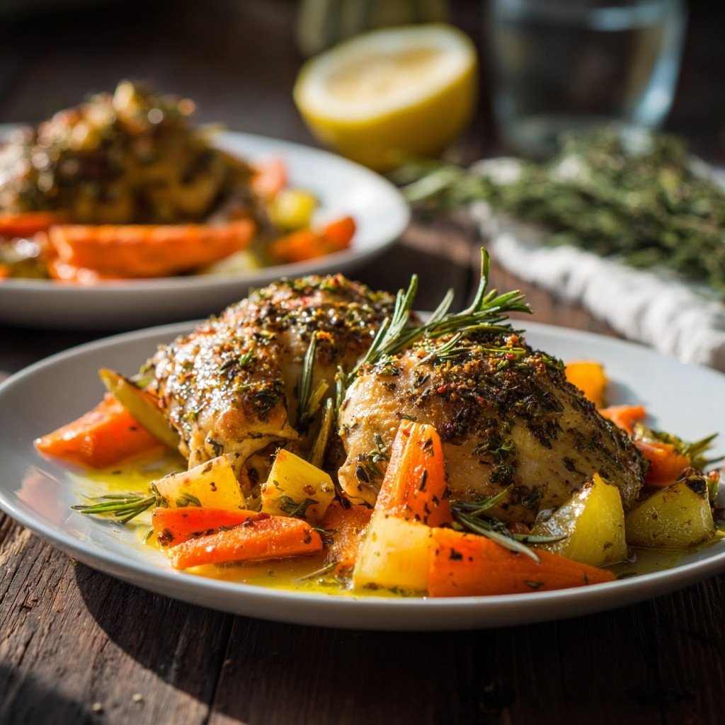 Healthy Lemon Herb Chicken With Roasted Vegetables