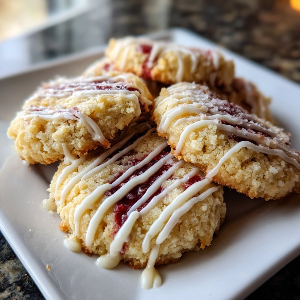 Raspberry Shortbread Cookies 🍇 | White Chocolate Drizzle Perfection