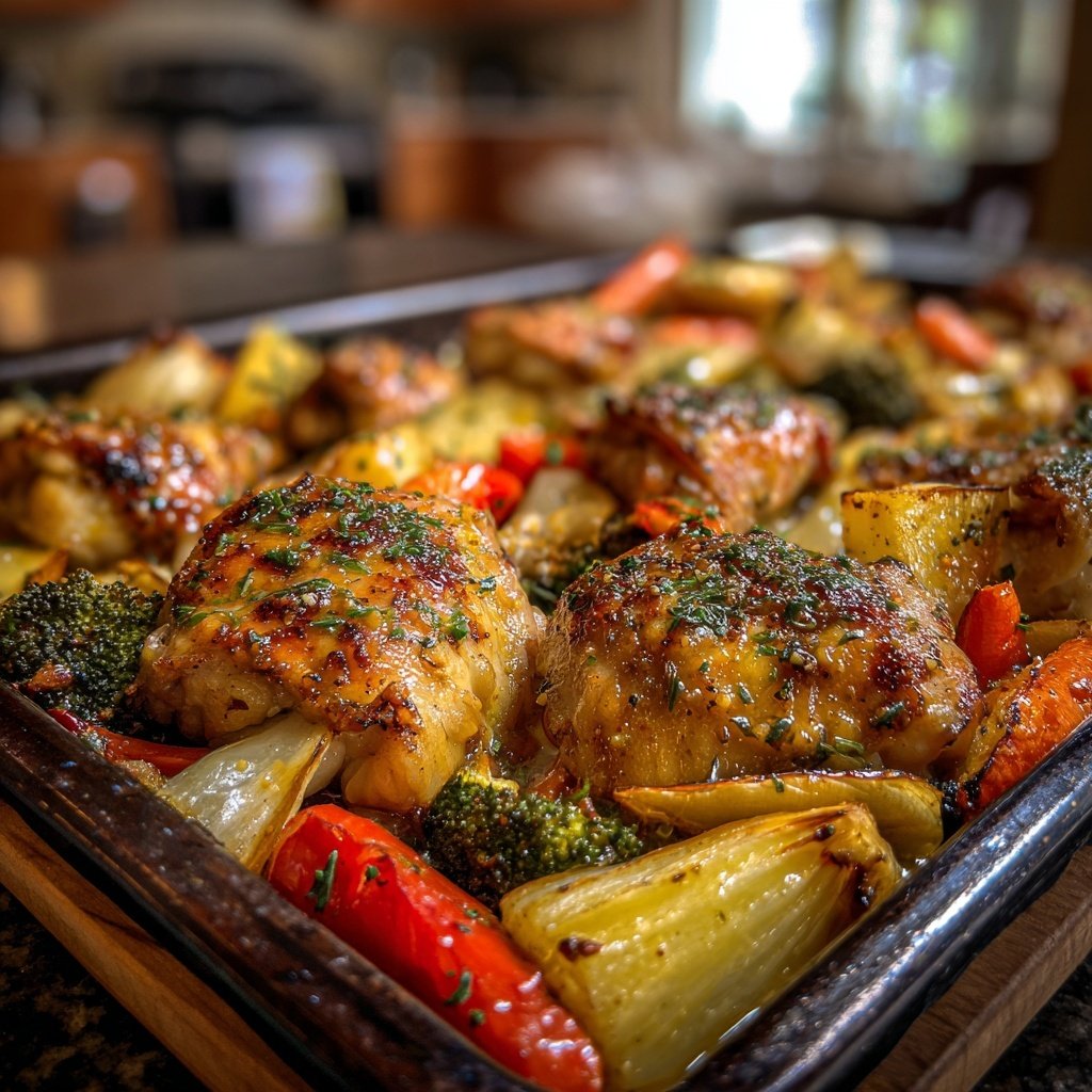 Healthy Honey Mustard Chicken Sheet Pan Dinner